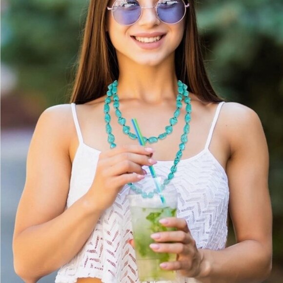 Turquoise Beads Necklace 47.5 Inch Long (Natural Shape) - Picture 3 of 10